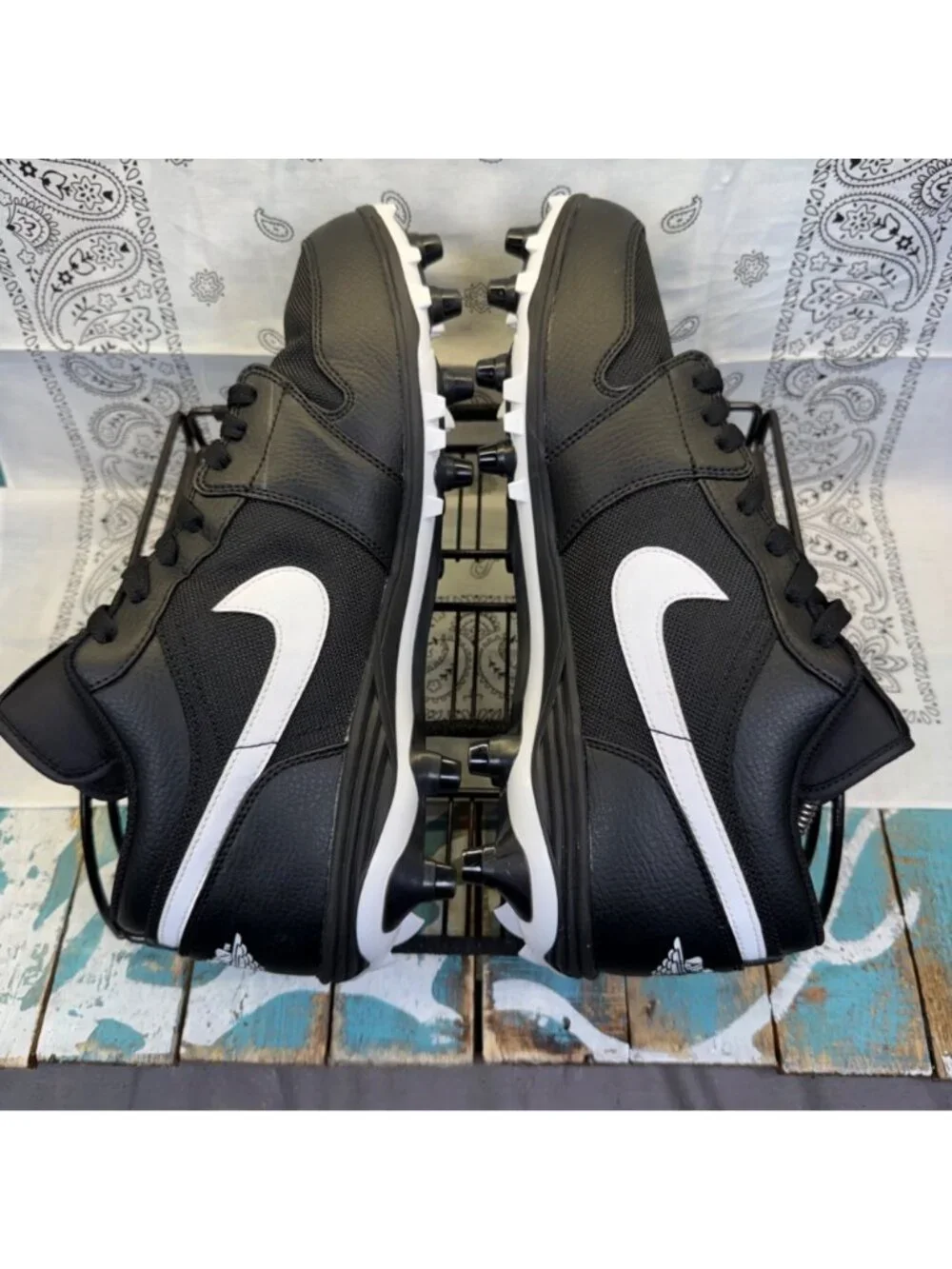 Nike Air Jordan 1 Low TD Football Cleat Black Men SZ 12 OG AV5292 EUC/New *READ*